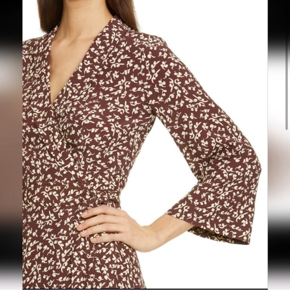 Ganni Printed Crepe Wrap Dress Decadent Chocolate - Picture 8 of 12